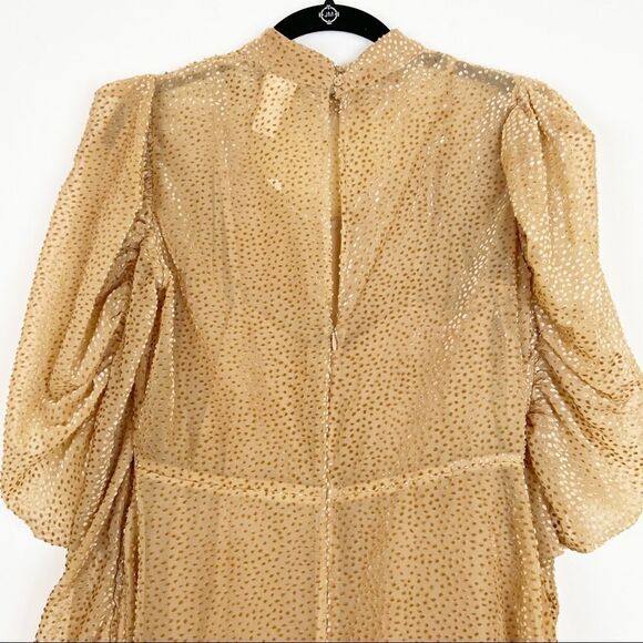 H&M Puff Sleeved Mini Dress in Dark Beige, Size 4 - Picture 8 of 16